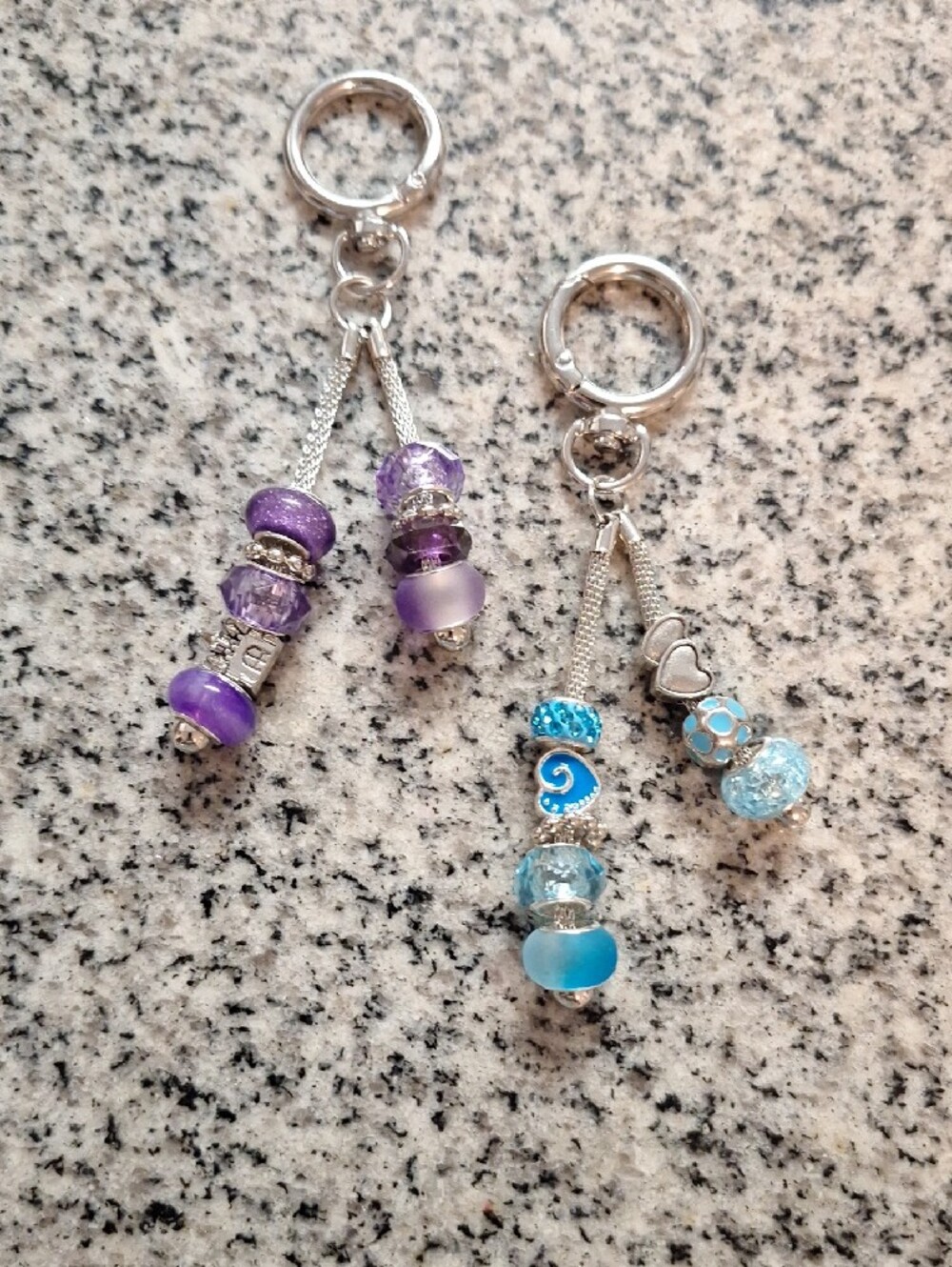 Purple and Blue Beaded Charm Keychains - Picture 6 of 6